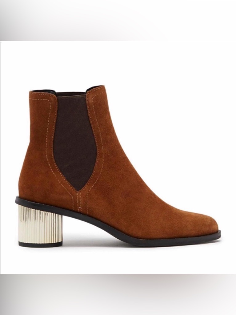 Rebecca Minkoff Darsea Chelsea Bootie Suede Silver Heel